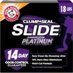 ARM & HAMMER Clump & Seal SLIDE Platinum Multi-Cat Clumping Cat Litter, 14-Day Odor Control, EZ Clean Technology, 18 lbs – No Scrubbing, Powerful Odor Eliminator