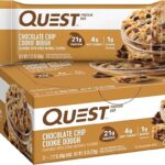 Quest Nutrition Chocolate Chip Dough Cookie Protein Bars, 21g Protein, 1g Sugar, 4g Net Carb, Gluten Free, Keto Friendy, 12 Count