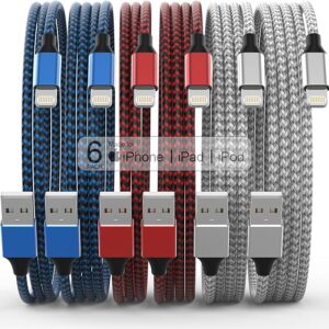 [Apple MFi Certified] 6Pack 3/3/6/6/6/10 FT iPhone Charger Nylon Braided Fast Charging Lightning Cable Compatible iPhone 14 Pro/13 mini/13/12/11 Pro MAX/XR/XS/8/7/Plus/6S/SE/iPad