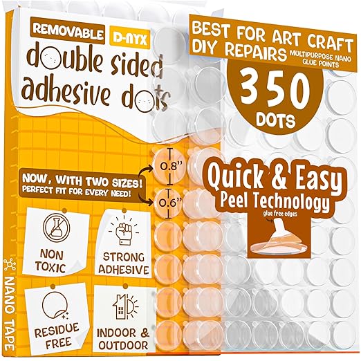 Double Sided Tape Adhesive Dots Stickers 280, 350, 450, 550 or 700 Pack Removable Putty No Trace Clear Sticky Tac Blue Sticky Tack Balloon Tassels Picture Hanging Strips (350 Sticky Dots)