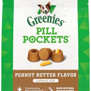 Greenies Pill Pockets for Dogs Large Size, Soft Dog Treats, with Real Peanut Butter, 15.8 oz. Pouch (60 Treats)