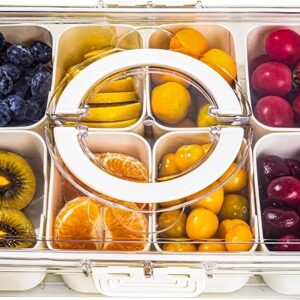 Divided Serving Tray with Handle, 8 Compartments Snack Box for Candy, Nuts, Cookies, Fruit, Snacks Platters, Party Favor, Wedding, Home Decor