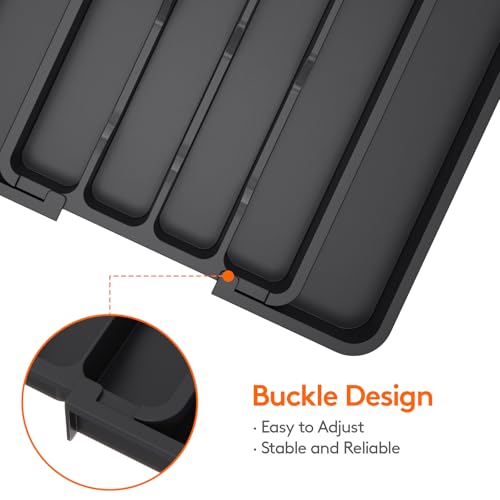 Lifewit Silverware Drawer Organizer, Expandable Utensil Tray for Kitchen, BPA Free Flatware and Cutlery Holder, Adjustable Plastic Storage for Spoons Forks Knives, 8.5-14 x 12", Black - Image 6