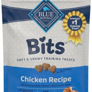 Blue Buffalo Bits Soft Dog Treats for Training, Made with Natural Ingredients & Enhanced with DHA, Chicken Recipe, 19-oz Bag