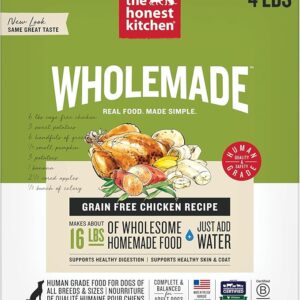 The Honest Kitchen Human Grade Wholemade™ Dehydrated Dog Food, Grain Free Chicken Dog Food, 4lb (makes 16lbs)